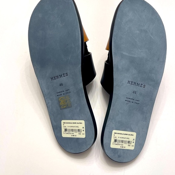 Hermes Black and Brown Leather Sandals Izmir - Picture 7 of 9